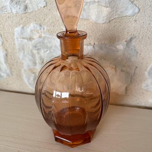 Vintage French Art Deco Amber Glass Carafe