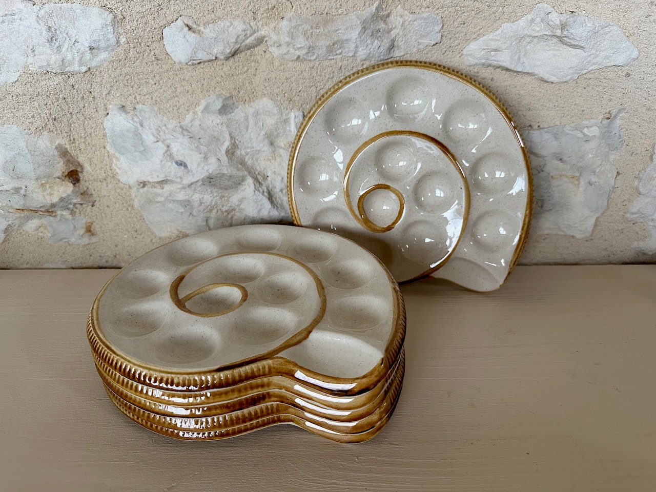 Six Vintage French Snail Plates Etsy