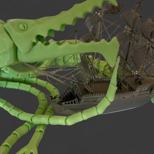 Red Bluster with yellow eyes and Brickleback Sea Beasts, Flexible Sea Monsters Fidget Toys image 7