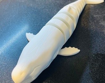 Moby Dick Flexible Toy, Fidget Toy, White Whale, Classic Sea