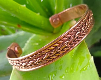 Elegant Braided Copper Magnetic Bracelet for Pain Relief
