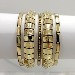 Handcrafted Brass Bangle Set, Gold Finish, Stackable Ethnic Boho Bangles