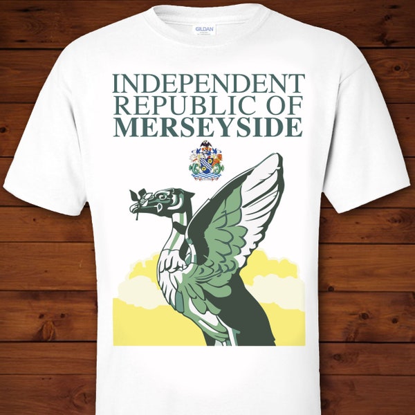 Merseyside, Liver Bird, England. Tshirt. Independent Republic of.