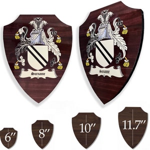 Coat of Arms Plaque, Heraldic Wooden Shield. Family, Company/Establishment, City/Country Heraldry. Your/My Name/Surname