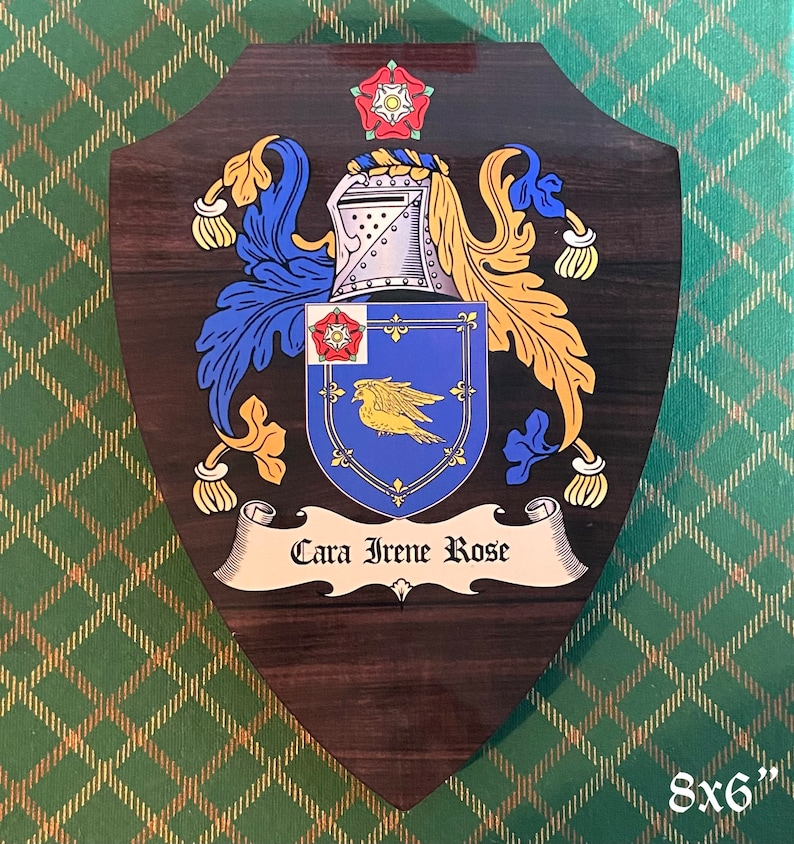 Coat of Arms Plaque, Heraldic Wooden Shield. Family, Company
