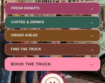 Link in Bio Template with Live Video Background for Donut Shop & Coffee Truck: THE HANDOFF Animated Page