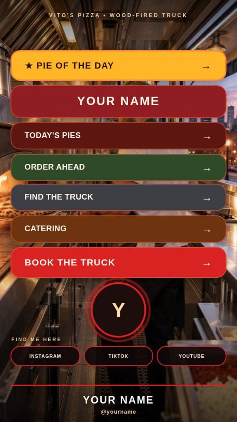 Link in Bio Template with Live Video Background for Pizzeria & Pizza Truck: VITO'S PIZZA Animated Page image 1