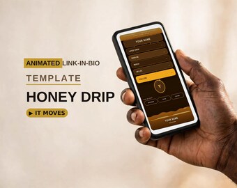 Link in Bio Template with Live Video Background for Beauty Brands & Luxury Creators: HONEY DRIP Animated Page