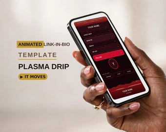 Link in bio-sjabloon met live video-achtergrond voor gamers en horrormakers: PLASMA DRIP geanimeerde pagina