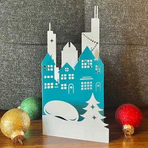 Cartão pop-up 3D dobrável em três partes Chicago Winter