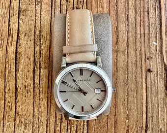 BURBERRY City Womens 34mm Watch Brown Dial Date Beige