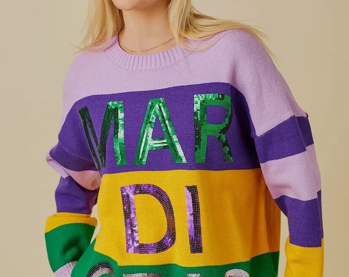 krewe sequin mardi gras sweater