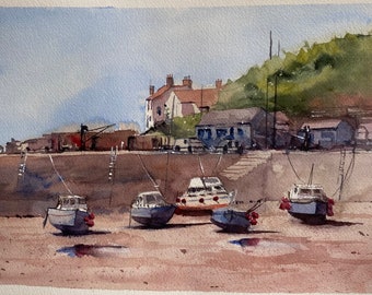 Boote in Porthleven Habour,England, 23x31 cm, Aquarell