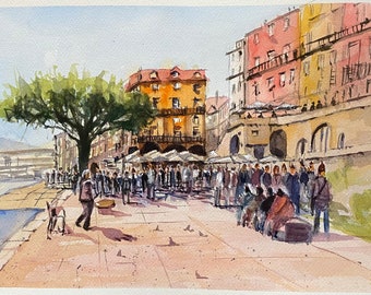 Markt in Ribeira, Portugal, 23x31 cm, Aquarell,