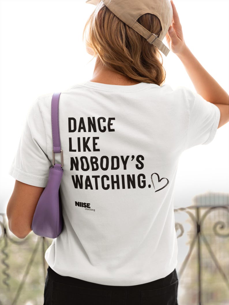 Dansfestivaltröja - Dansa som om ingen tittar på - Bakgrundstryck - Elektronisk musik-tröja - Unisex, 100 % bomull, S - 2 XL bild 3
