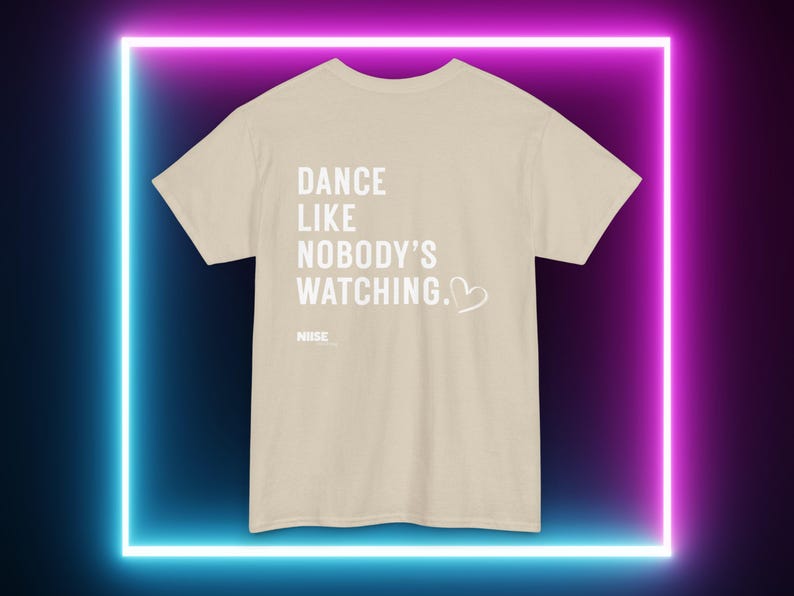 Dansfestivaltröja - Dansa som om ingen tittar på - Bakgrundstryck - Elektronisk musik-tröja - Unisex, 100 % bomull, S - 2 XL Sand