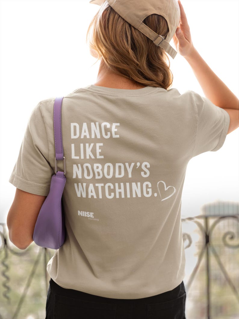 Dansfestivaltröja - Dansa som om ingen tittar på - Bakgrundstryck - Elektronisk musik-tröja - Unisex, 100 % bomull, S - 2 XL bild 1