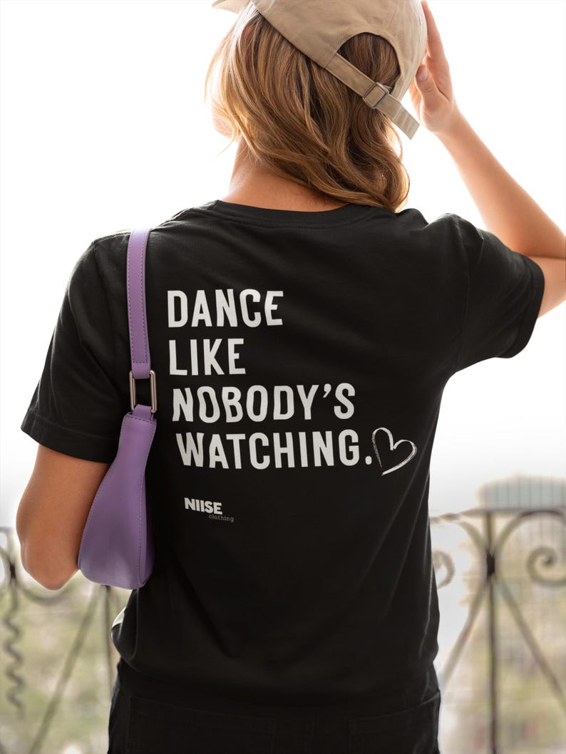 Dansfestivaltröja - Dansa som om ingen tittar på - Bakgrundstryck - Elektronisk musik-tröja - Unisex, 100 % bomull, S - 2 XL bild 2