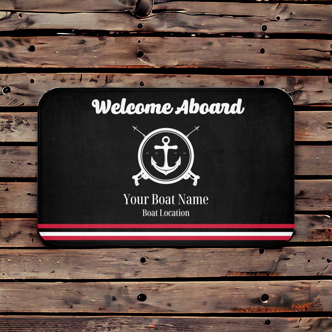 Personalized Aboard Anchor Boat Mat, Custom Name Anchor Door