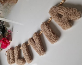 Brown Handmade Teddy Bear Name Banner