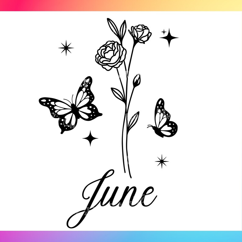 June Flower Sign June Birth Flower Svg, Rose Flower Svg, June Flower Svg, June Svg, June ...