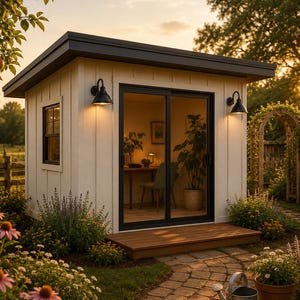 10x10 Garden Shed Plans PDF, Modern Backyard Office Plan Digital Download