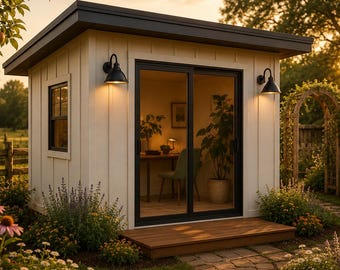 10x10 Garden Shed Plans PDF, Modern Backyard Office Plan Digital Download