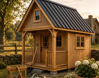 Modern Tiny Cottage House Plans – 8x13 Loft Cabin Design PDF