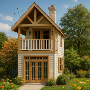 2 Story Tiny House Plan PDF – Guest Cottage Building Blueprint