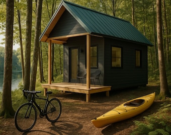 Modern A-Frame Cabin Plan, Small House Design PDF  (Digital Download)