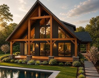 40x44 A-Frame Cabin House Plan PDF, Tiny Home Blueprint Plan Download