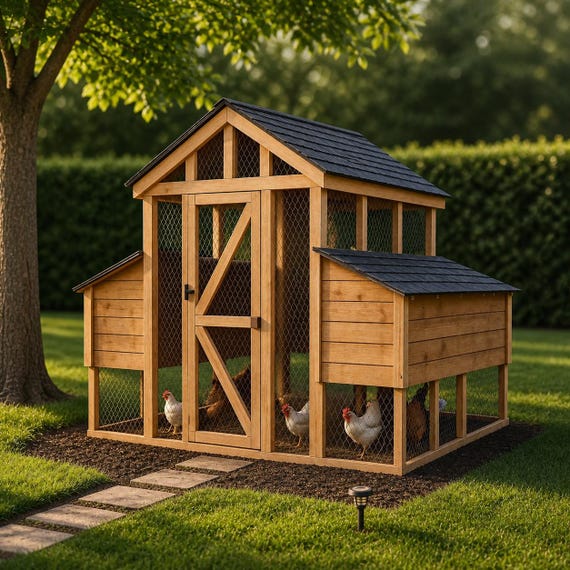 大型木製鶏小屋（運動場付き） – DIY設計図（PDF） - Etsy 日本
