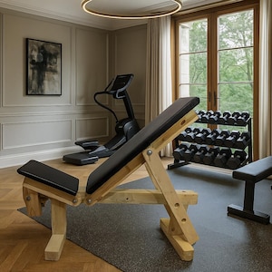 DIY Wooden Gym Bench Plan PDF, Adjustable Home Fitness