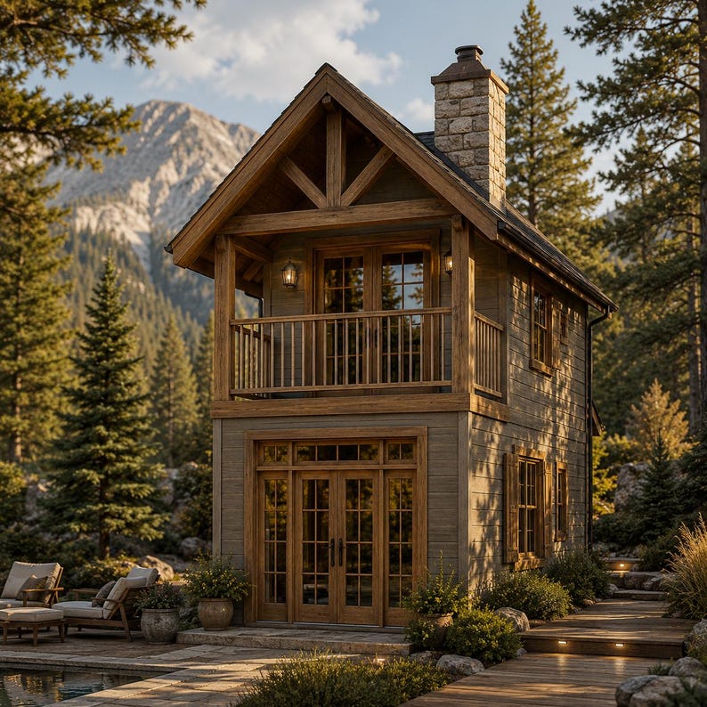 2-Story Tiny House Plans, Modern Home Blueprint PDF image 1
