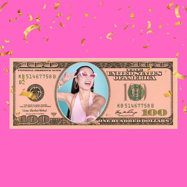 100 Dollar Bill Template, Custom Game Party Play Money, Add Your Text ...