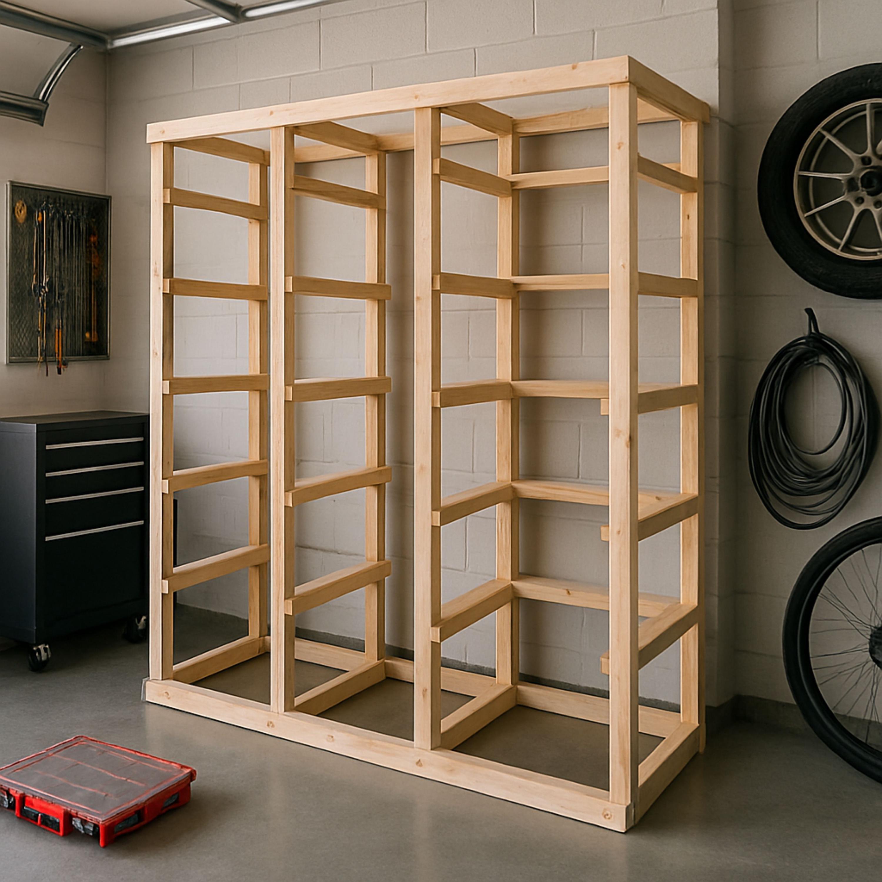 DIY Storage Bin Rack, 15 Gallon Tote Rack, Garage Organizer, Wood ...