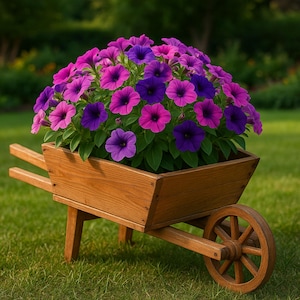 DIY Wooden Wheelbarrow Planter Plans PDF, Rustic Garden Cart Flower Box Design for Yard Decor and Outdoor Landscaping, Instant Download