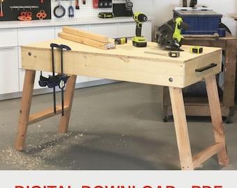 DIY Garage Workbench PDF Plans, Compact Folding Plans (Digital Download)