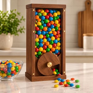 DIY-Süßigkeitenspender-Plan – Snackspender aus Holz mit Drehknopf (PDF, Sofort-Download)