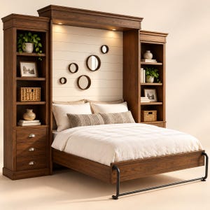 Plano de cama Murphy tamaño Queen en PDF, planos de carpintería para proyectos de bricolaje.