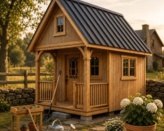 Modern Tiny Cottage House Plans – 8x13 Loft Cabin Design PDF