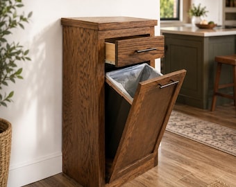 Tilt-Out Trash Bin Cabinet Plan – DIY Hidden Garbage Can (PDF)