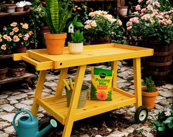 DIY Mobile Potting Bench Cart Plan – Garden Workstation PDF