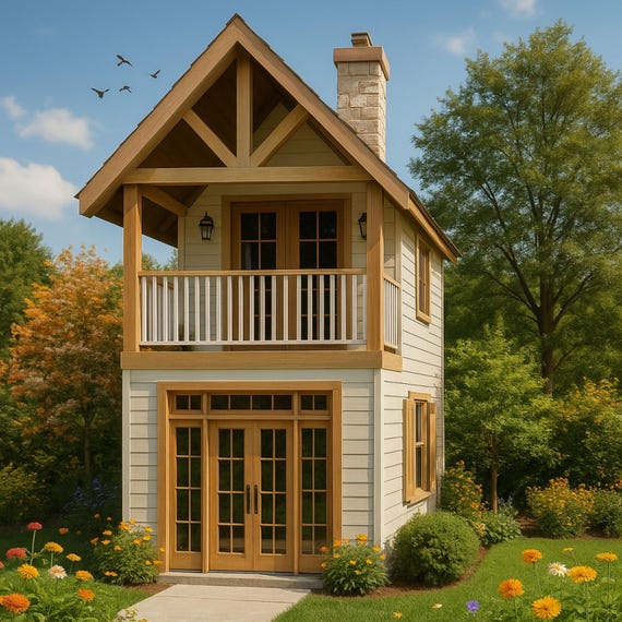2-Story Tiny House Plans, Modern Home Blueprint PDF