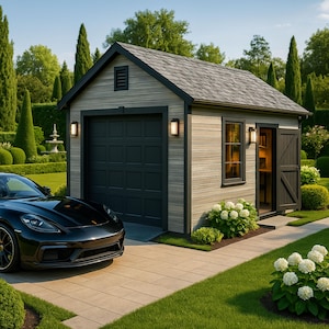 12x20 DIY Single Car Garage Plan, One-Car Detached Garage with Side Door and Window, Digital PDF Download for Home Workshop or Storage Space