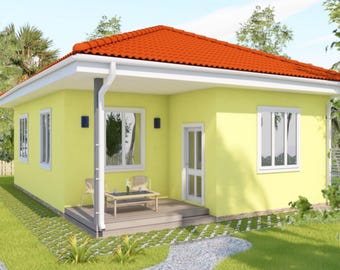 Planos de cabañas modernas de 28x31 en PDF, planos de casas pequeñas para descarga digital.
