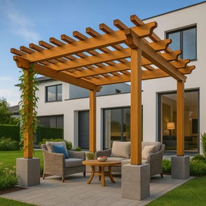 18x18 Freestanding Pergola Plan, DIY Patio Cover Blueprint, Square Outdoor Shade Kit, Instant PDF Woodworking Plan