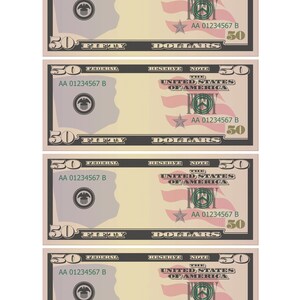 Dollar Bill Templates Printable Letter Page With 4 Real Size Dollar ...