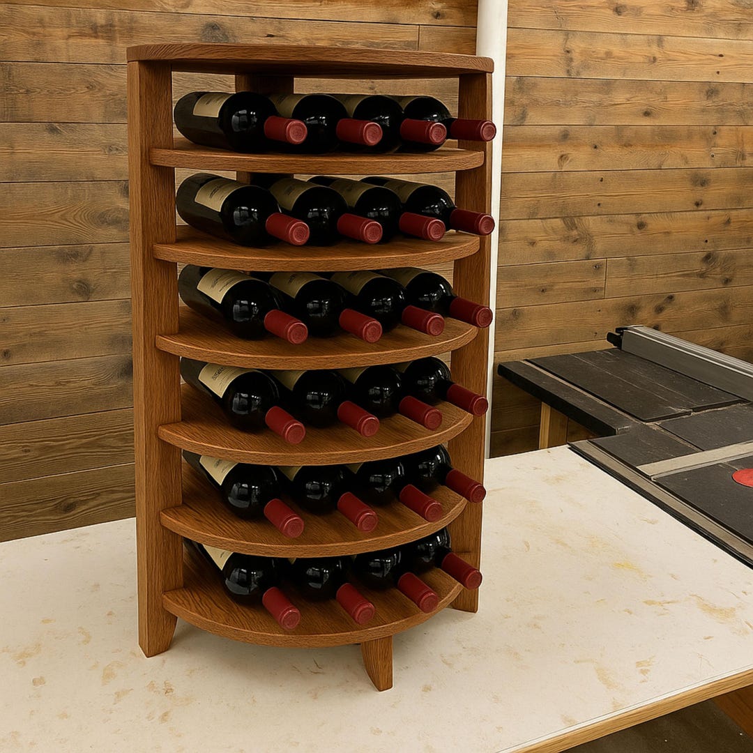 DIY Corner Wine Rack Plan, Luxury Wooden Wine Bottle Holder PDF, Rustic ...