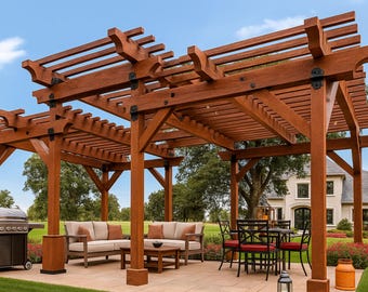 DIY Pergola Plan PDF, Large 17x25 Patio Shade, Outdoor Wood Project,